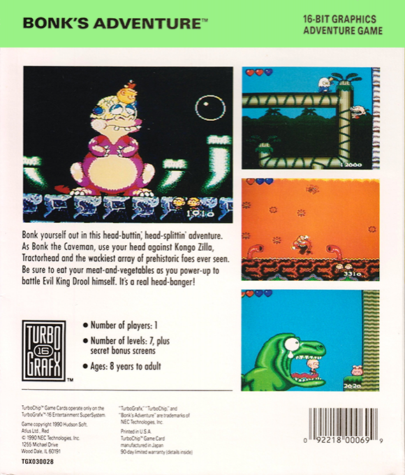 Bonk's Adventure — box-2D-back (US)