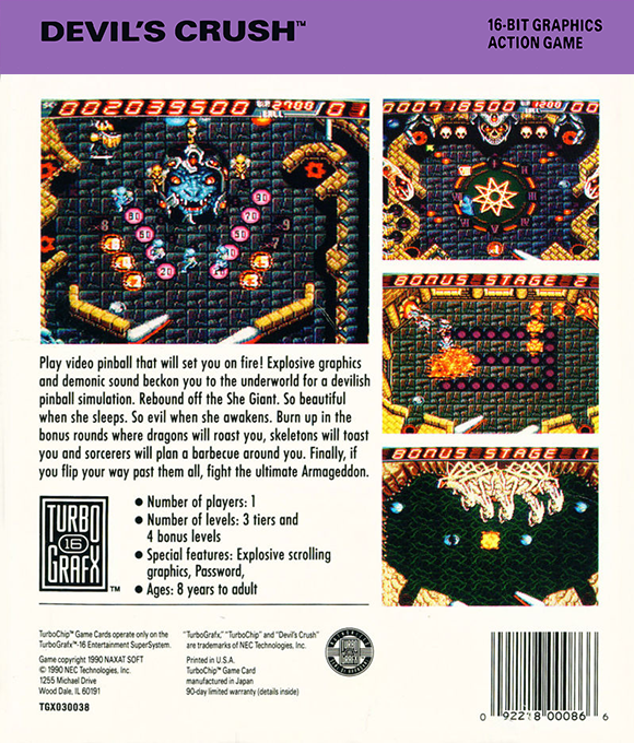 Devil's Crush — box-2D-back (US)