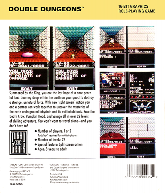 Double Dungeons — box-2D-back (US)
