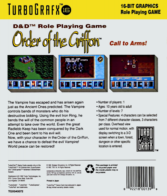 Dungeons and Dragons - Order of the Griffon — box-2D-back (US)