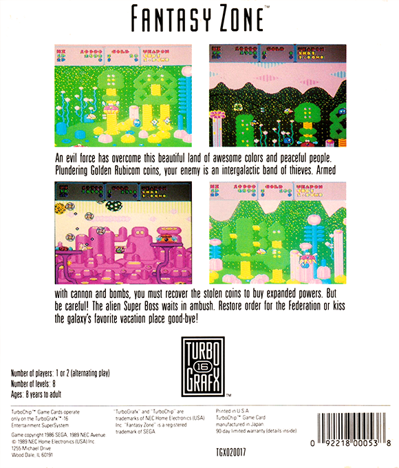 Fantasy Zone — box-2D-back (US)