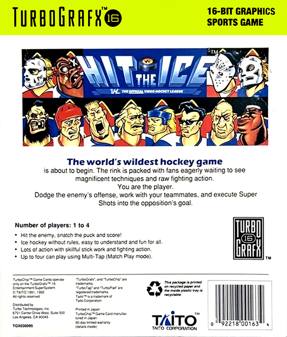 Hit the Ice - The Video Hockey League — box-2D-back (US)