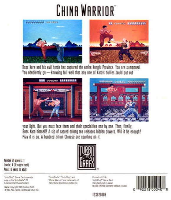 China Warrior — box-2D-back (US)