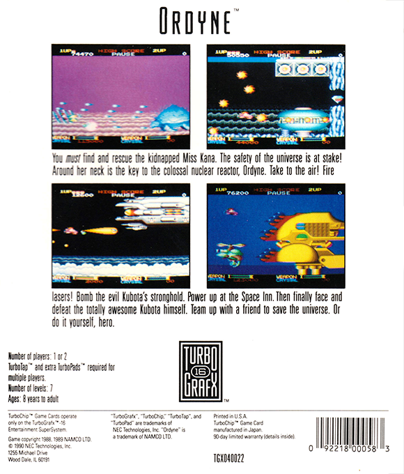 Ordyne — box-2D-back (US)