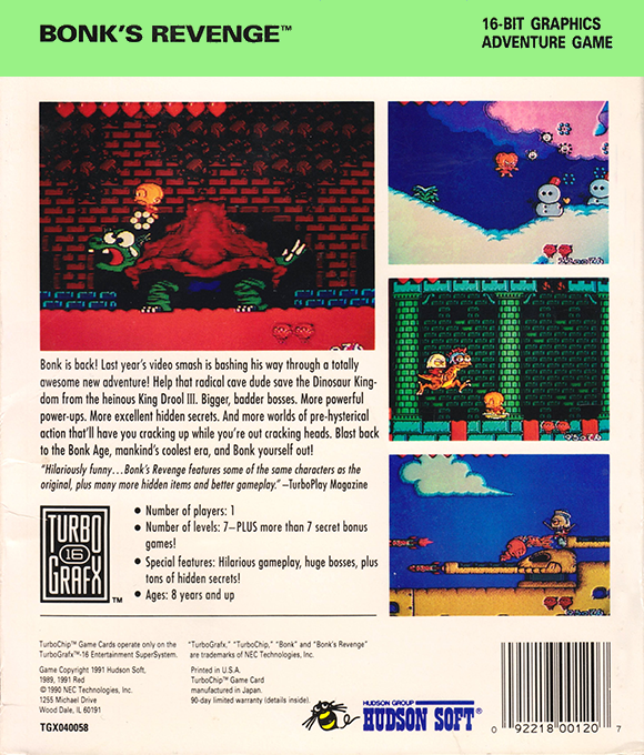Bonk's Revenge — box-2D-back (US)