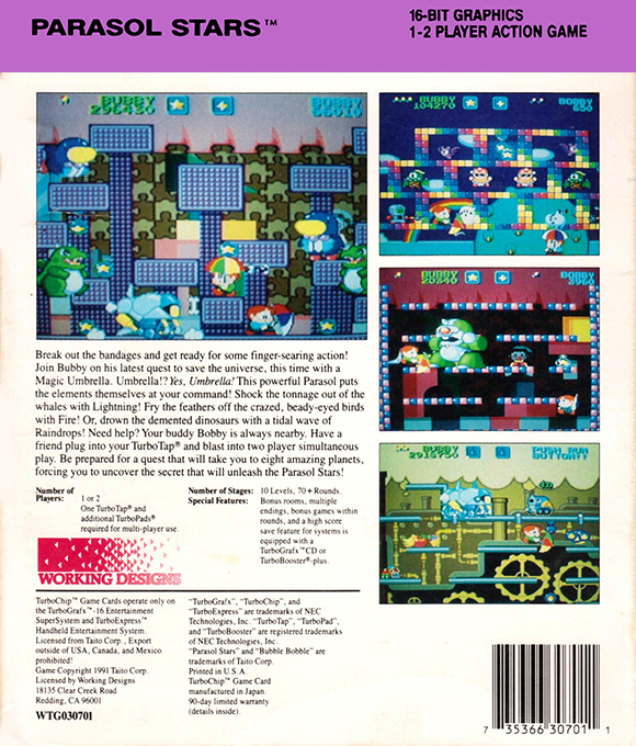 Parasol Stars - The Story Of Bubble Bobble 3 — box-2D-back (US)