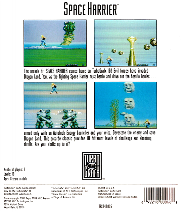 Space Harrier — box-2D-back (US)