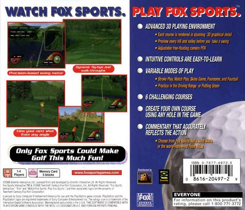 Actua Golf 2 — box-2D-back (US)