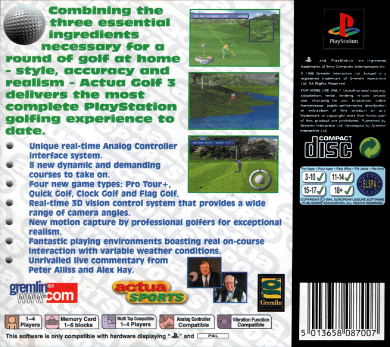 Actua Golf 3 — box-2D-back (UK)