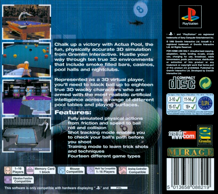Actua Pool — box-2D-back (EU)