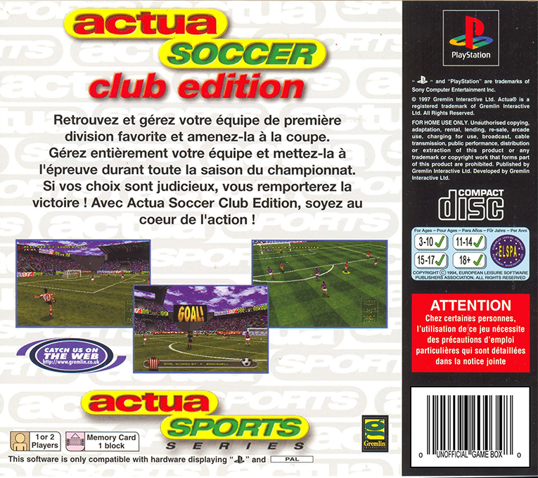 Actua Soccer - Club Edition — box-2D-back (FR)
