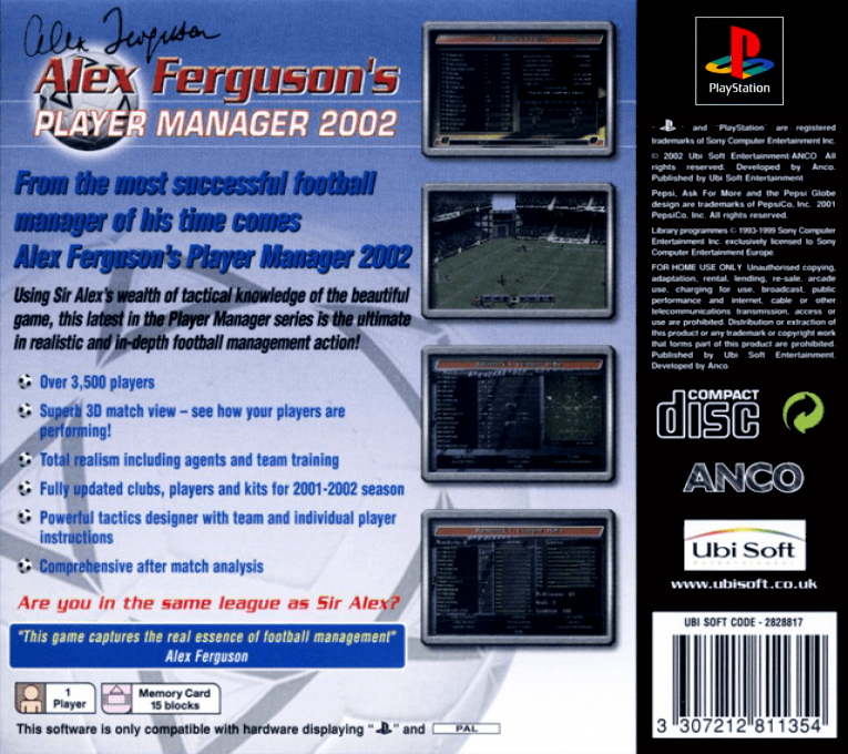 Alex Ferguson's Player Manager 2002 — box-2D-back (EU)