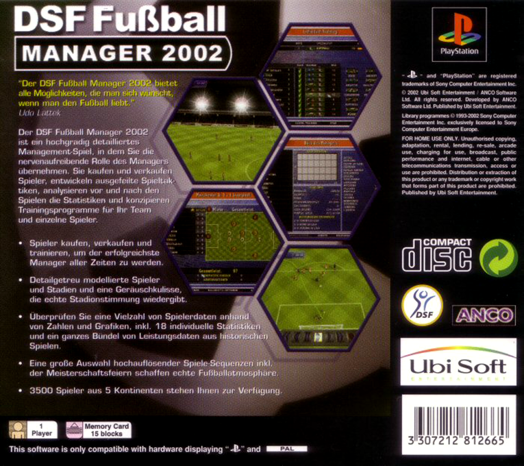 Alex Ferguson's Player Manager 2002 — box-2D-back (DE)