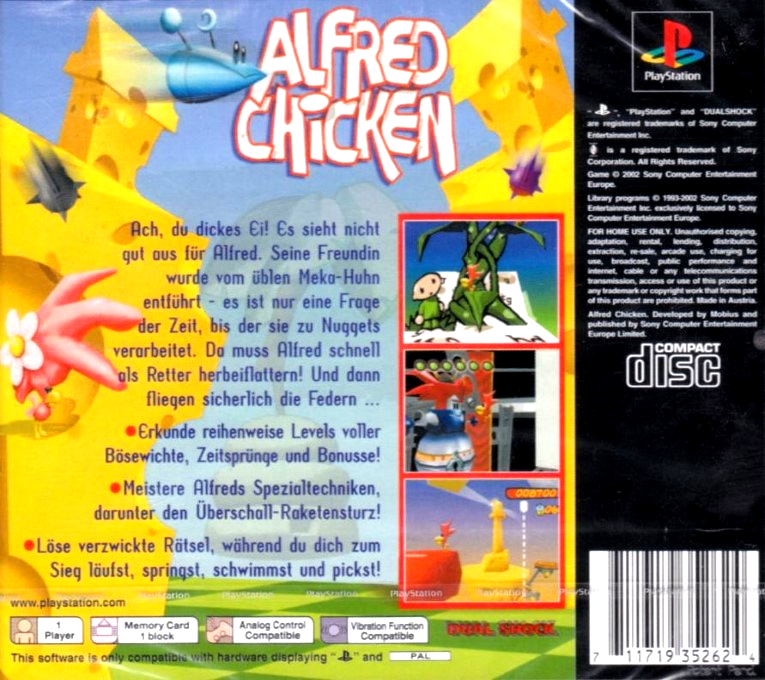Alfred Chicken — box-2D-back (DE)