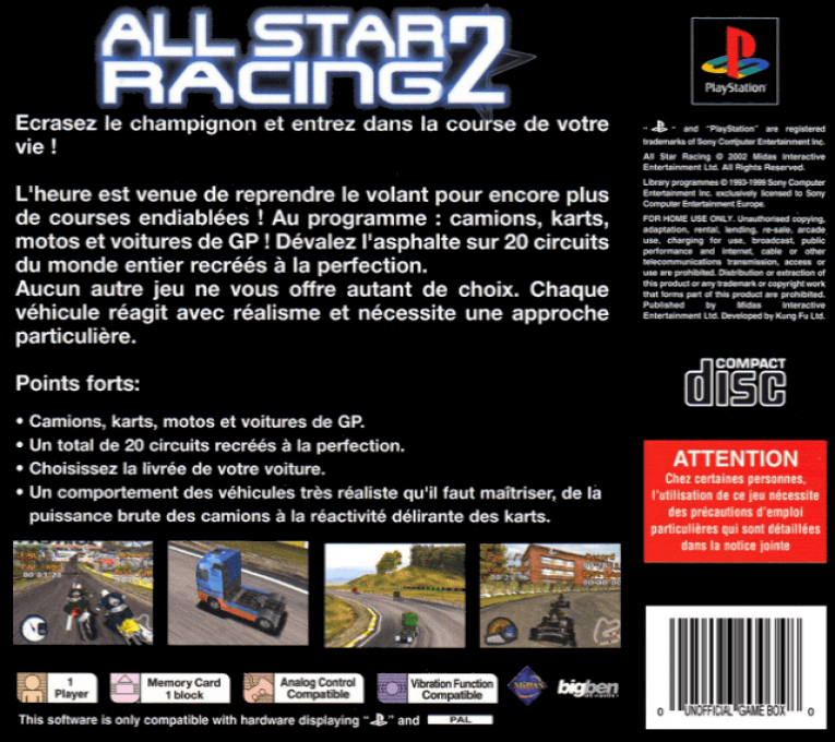 All Star Racing 2 — box-2D-back (EU)