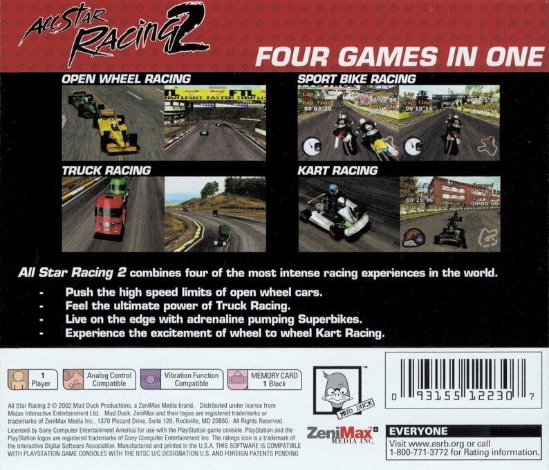 All Star Racing 2 — box-2D-back (US)