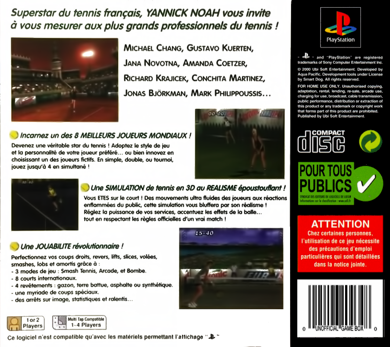 All Star Tennis '99 — box-2D-back (FR)