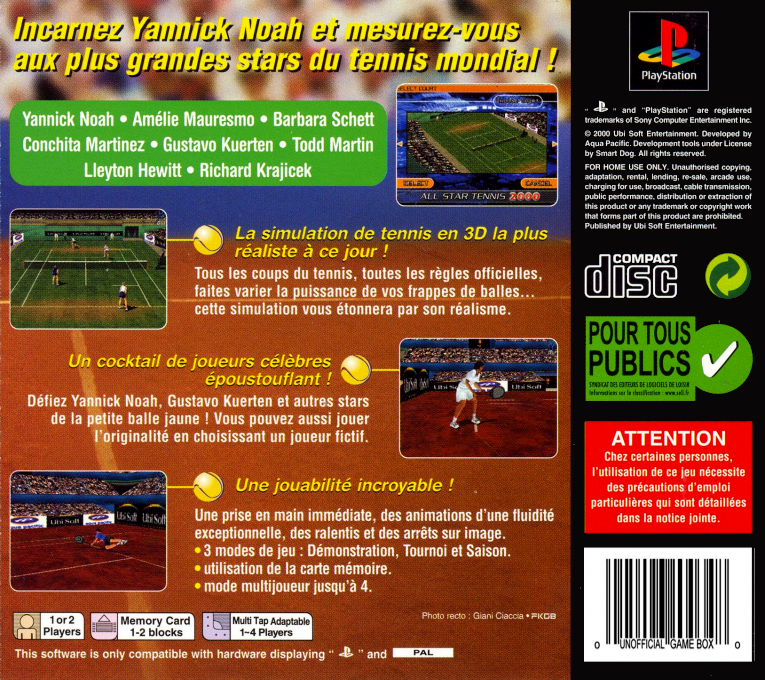 All Star Tennis 2000 — box-2D-back (FR)