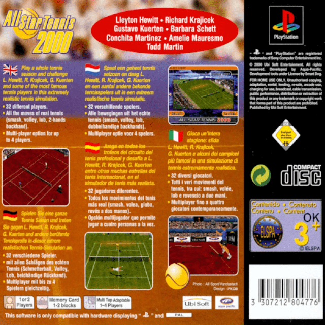 All Star Tennis 2000 — box-2D-back (EU)
