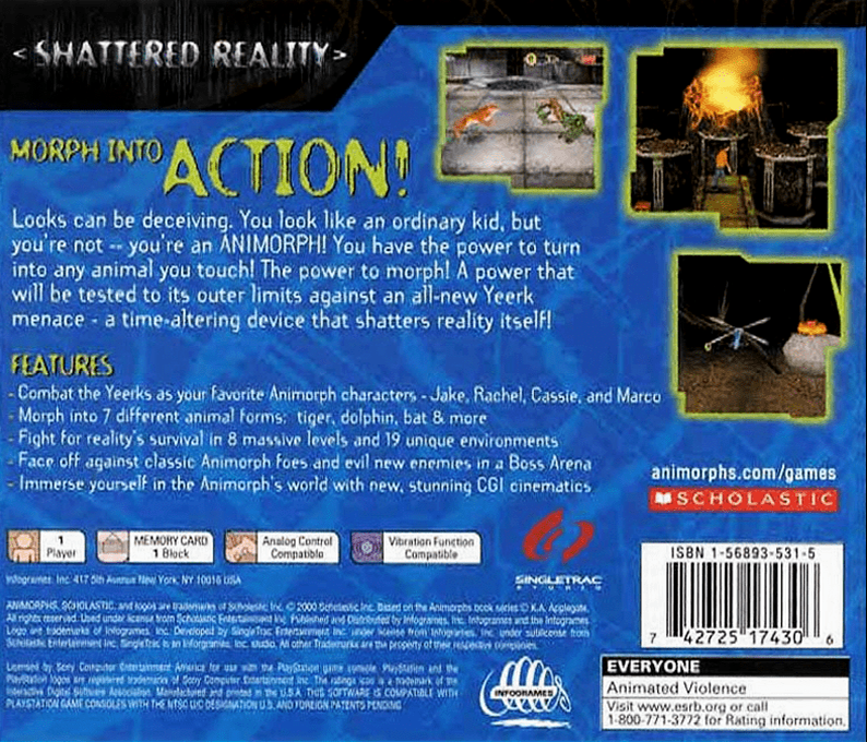 Animorphs - Shattered Reality — box-2D-back (US)