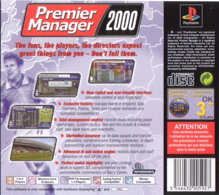 Premier Manager 2000 — box-2D-back (EU)