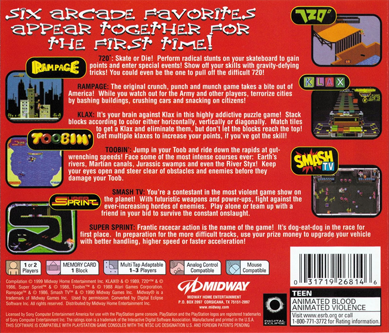 Arcade Party Pak — box-2D-back (US)