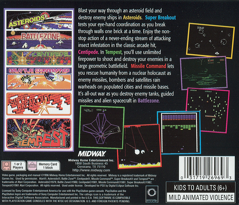 Arcade's Greatest Hits - The Atari Collection 1 — box-2D-back (US)