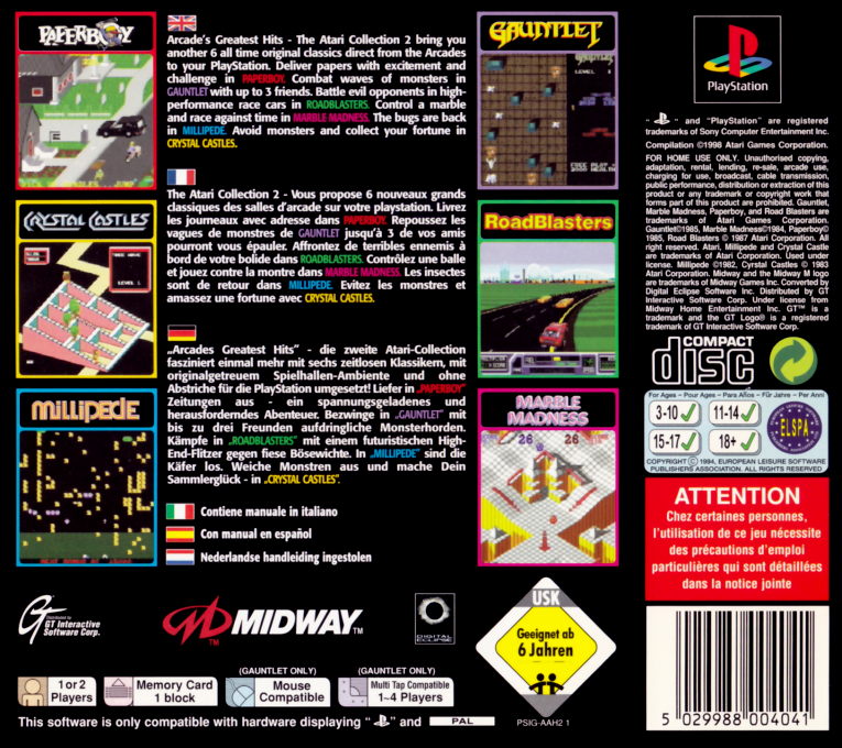 Arcade's Greatest Hits - The Atari Collection 2 — box-2D-back (EU)
