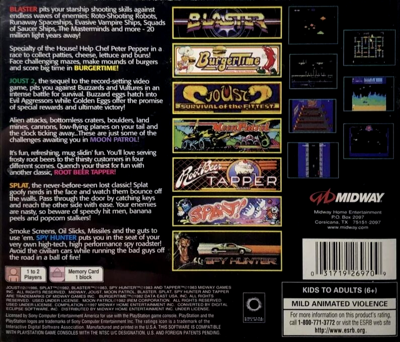 Arcade's Greatest Hits - The Midway Collection 2 — box-2D-back (US)