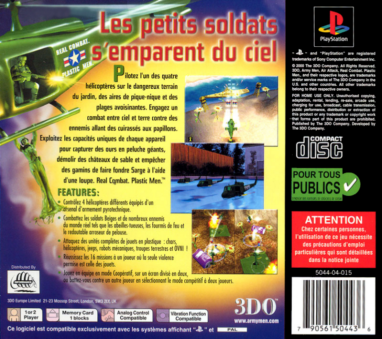 Army Men - Air Attack — box-2D-back (FR)