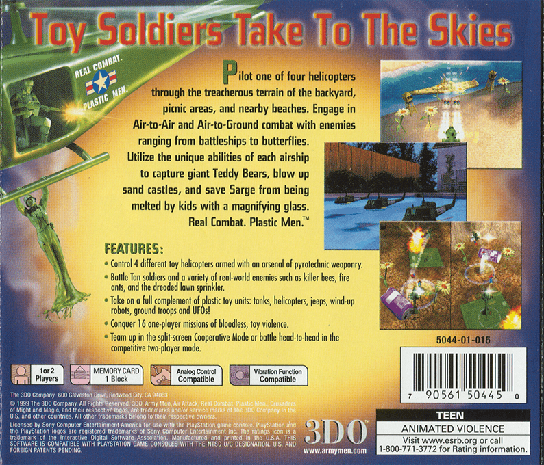 Army Men - Air Attack — box-2D-back (US)
