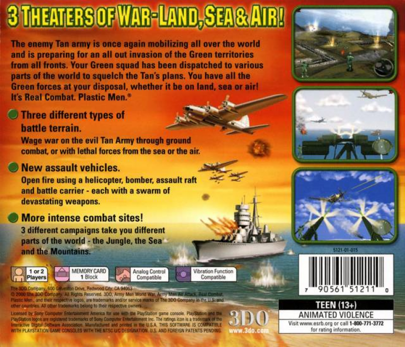 Army Men - Land Sea Air — box-2D-back (US)