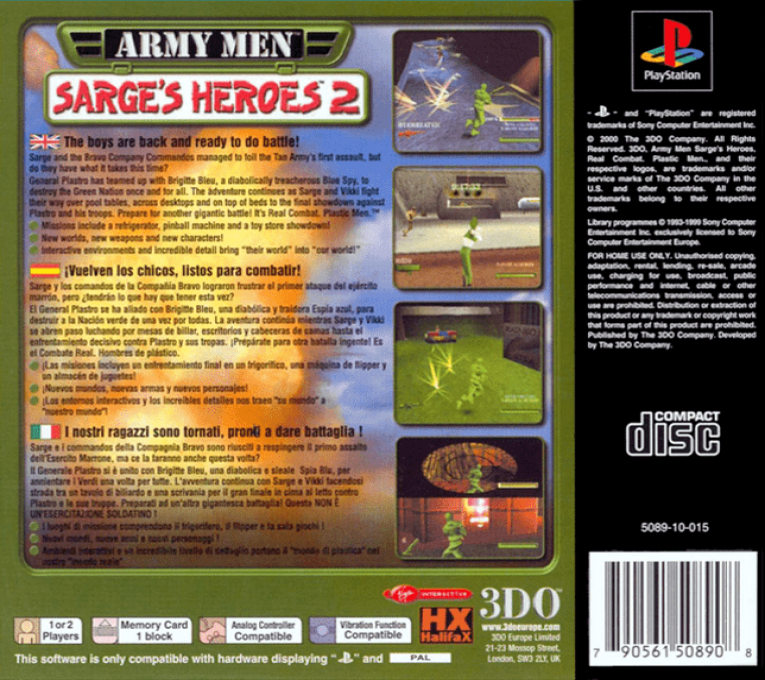 Army Men - Sarge's Heroes 2 — box-2D-back (EU)
