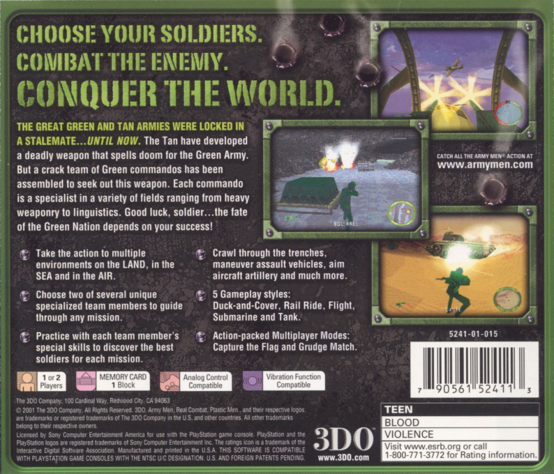 Army Men - Team Assault — box-2D-back (US)