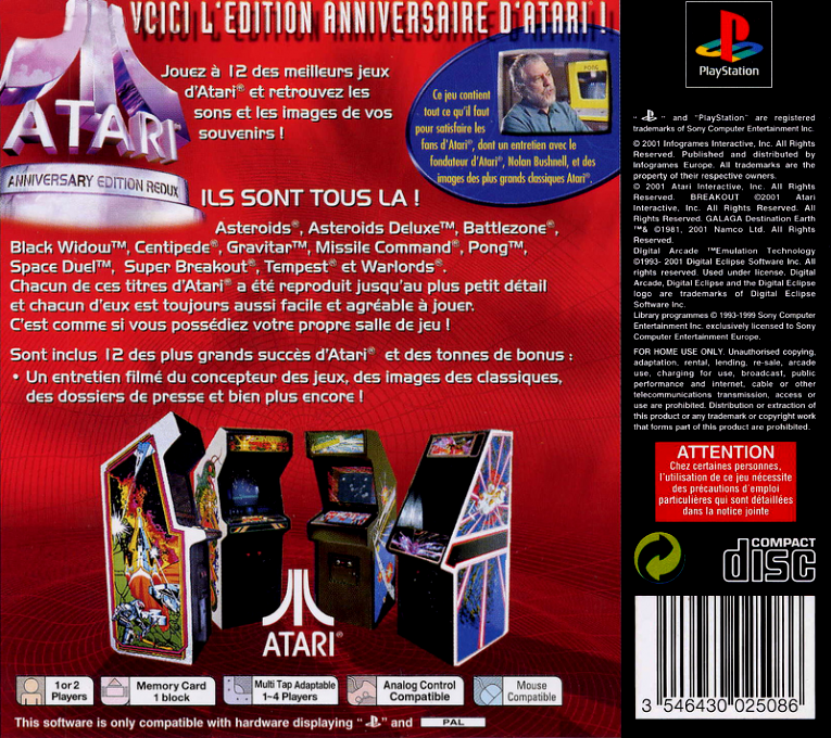 Atari Anniversary Edition Redux — box-2D-back (FR)