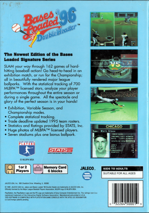 Bases Loaded '96 - Double Header — box-2D-back (US)