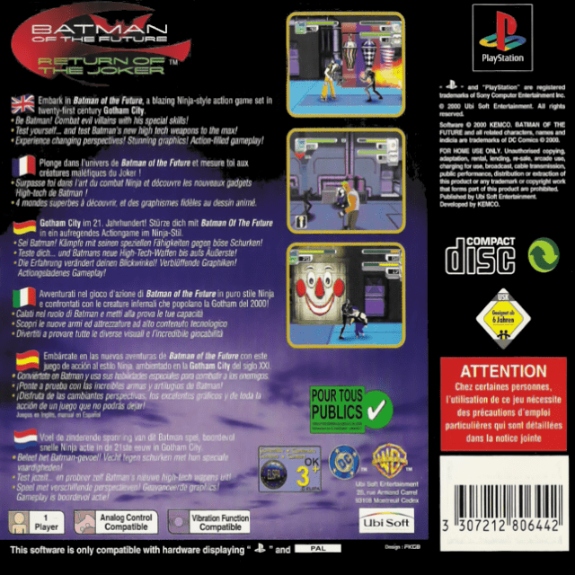 Batman Of The Future - Return Of The Joker — box-2D-back (EU)