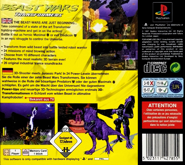 Beast Wars - Transformers — box-2D-back (EU)