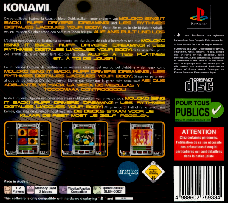 Beat Mania — box-2D-back (EU)