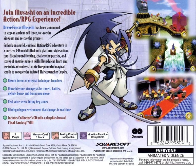 Brave Fencer Musashi — box-2D-back (US)