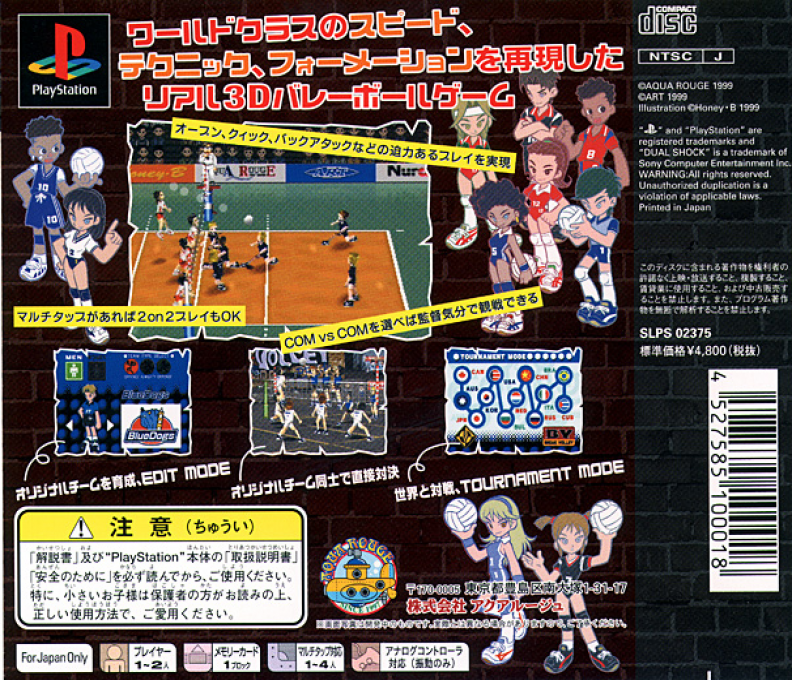 Break Volley — box-2D-back (JP)