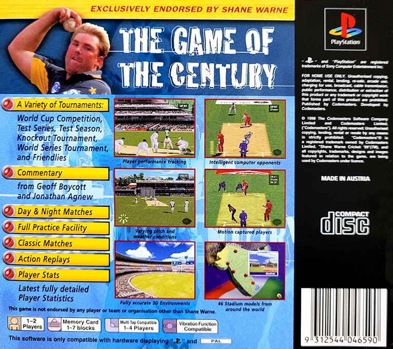 Brian Lara Cricket — box-2D-back (AU)