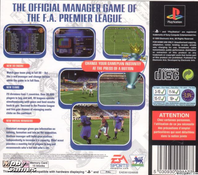F.a. Premier League Football Manager 2000, The — box-2D-back (EU)