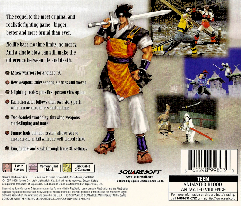 Bushido Blade 2 — box-2D-back (US)