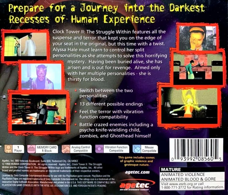 Clock Tower 2 - The Struggle Within — box-2D-back (US)