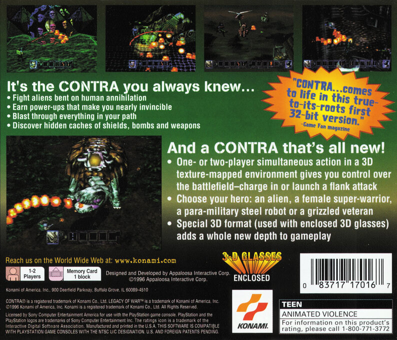 Contra - Legacy Of War — box-2D-back (US)