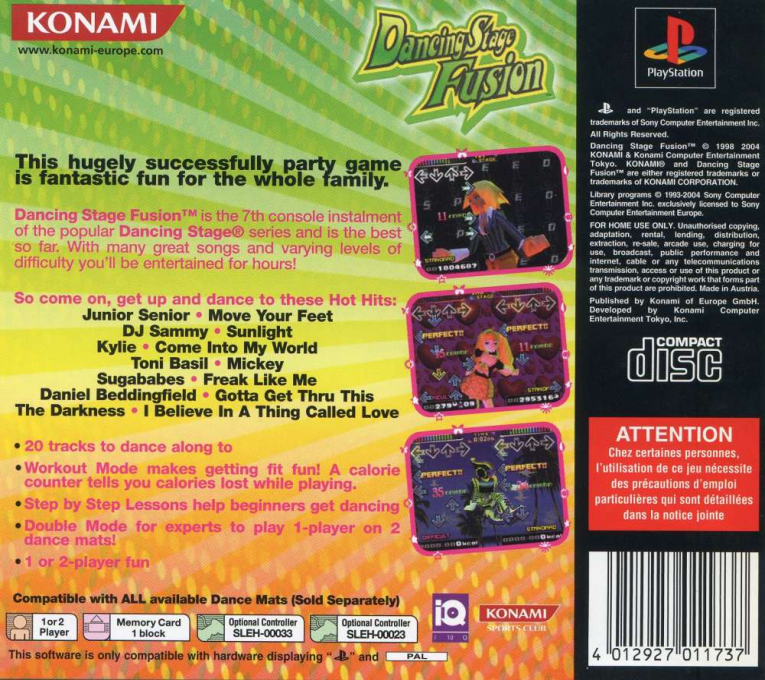 Dancing Stage Fusion — box-2D-back (EU)