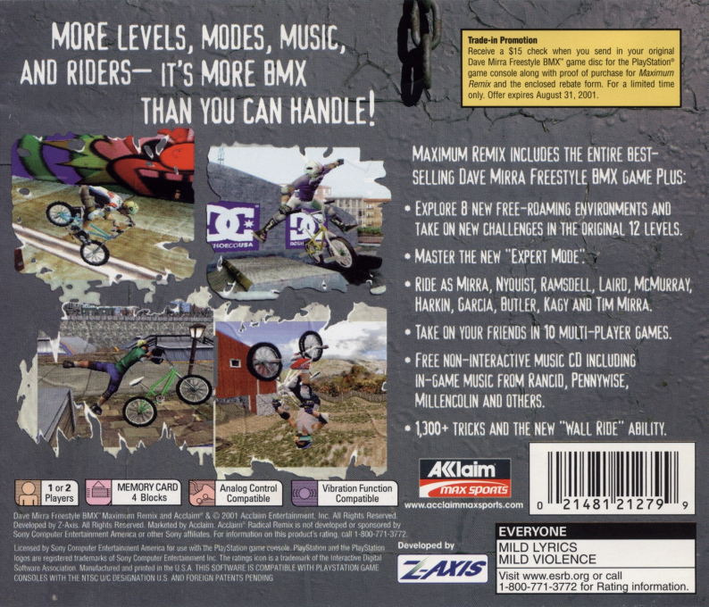 Dave Mirra Freestyle Bmx - Maximum Remix — box-2D-back (US)