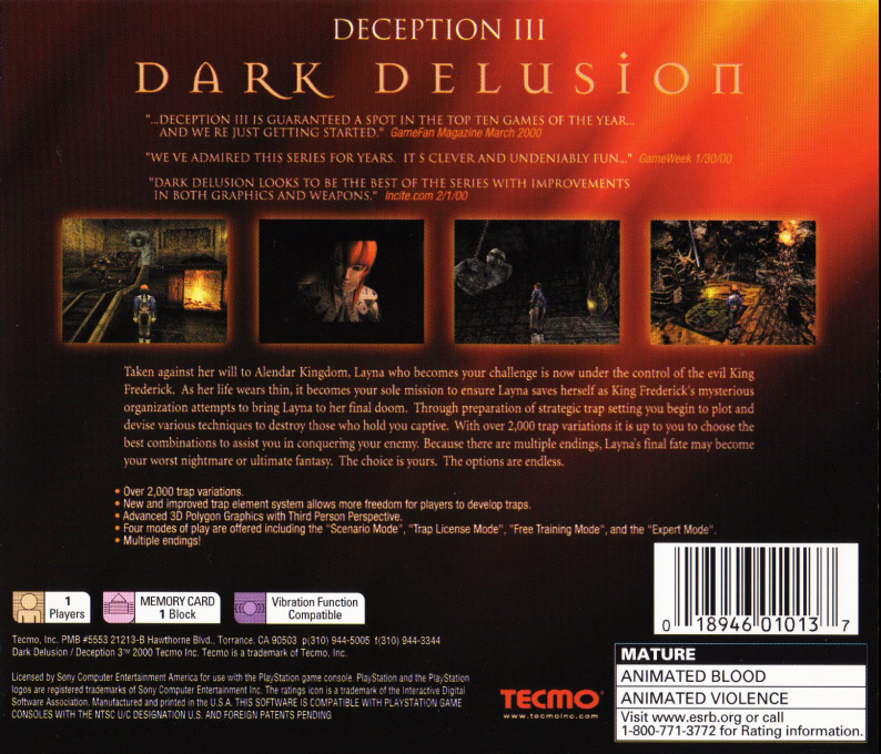Deception 3 - Dark Delusion — box-2D-back (US)