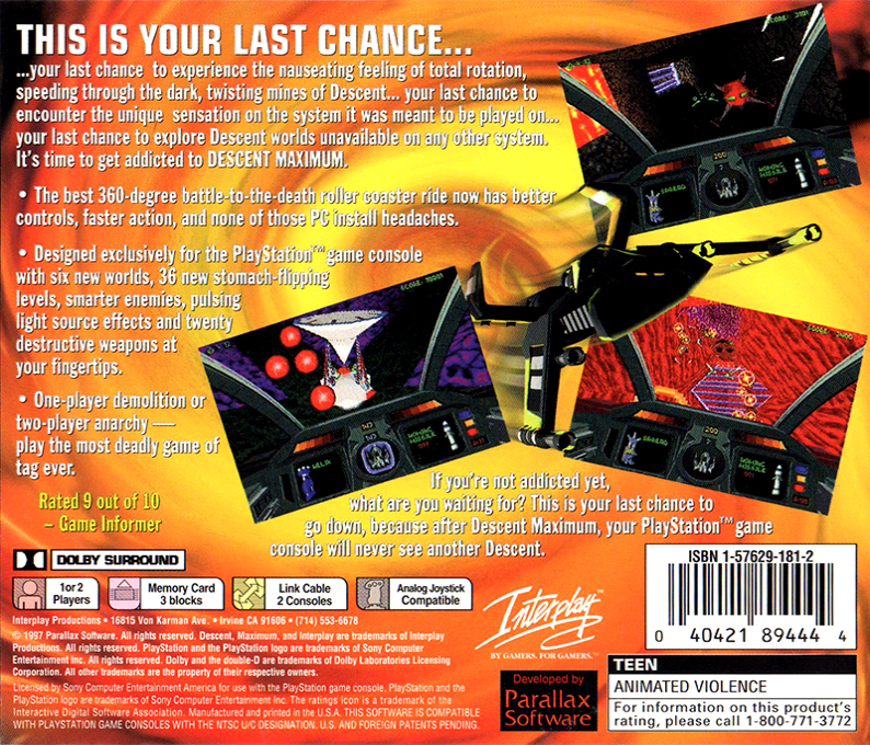 Descent 2 — box-2D-back (US)